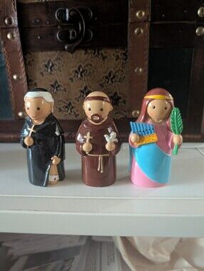 Children's Religious Figures, St. Peregrine, St. Francis and St. Cecilia, 3"